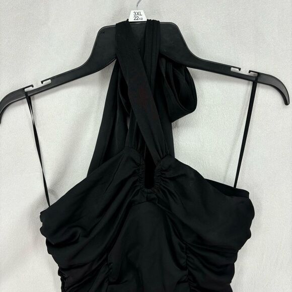 ZARA Women’s Medium Black Halter Ruching Bodysuit Tank Top One Piece - Picture 10 of 11